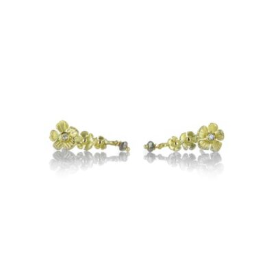 Earrings Lene Vibe  | Triple Flower Earrings With Diamond Drop