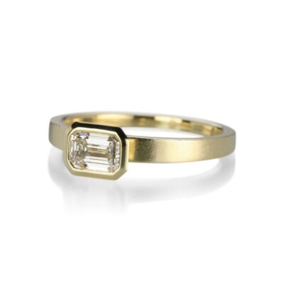 Rings Jamie Joseph  | Bezel Set Emerald Cut Diamond Ring