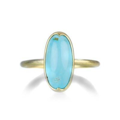 Rings Gabriella Kiss  | Elongated Oval Persian Turquoise Ring