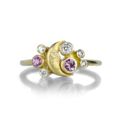 Rings Anthony Lent  | Pink Sapphire Crescent Moonface Meteor Ring