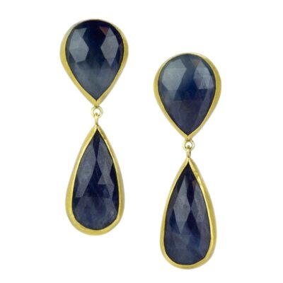 Earrings Petra Class  | Double Dark Blue Sapphire Drop Earrings