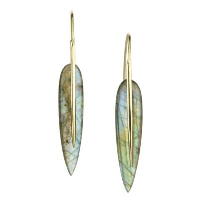 Earrings Rachel Atherley  | 18K Labradorite Feather Earrings