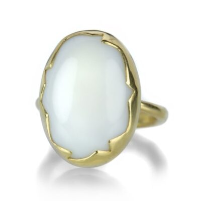 Rings Annette Ferdinandsen  | White Coral Cracked Egg Bezel Ring