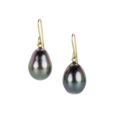 Earrings Maria Beaulieu  | Black Tahitian Pearl Drop Earrings