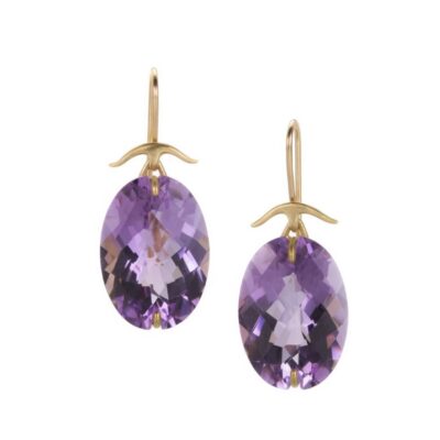 Earrings Gabriella Kiss  | Large Oval Amethyst Earrings