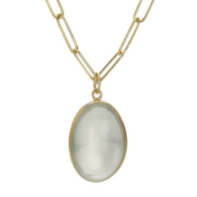 Necklaces Maria Beaulieu  | Oval Green Moonstone Pendant (Pendant Only)