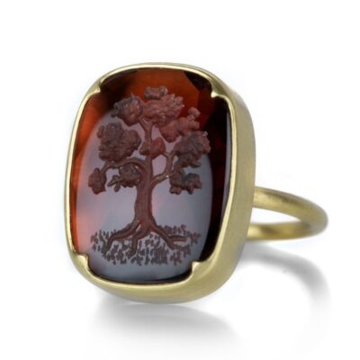 Rings Gabriella Kiss  | Almandine Garnet Tree Intaglio Ring