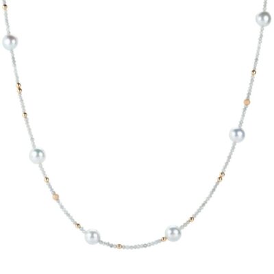 Necklaces Gellner  | Rose Gold Diamond And Pearl Necklace