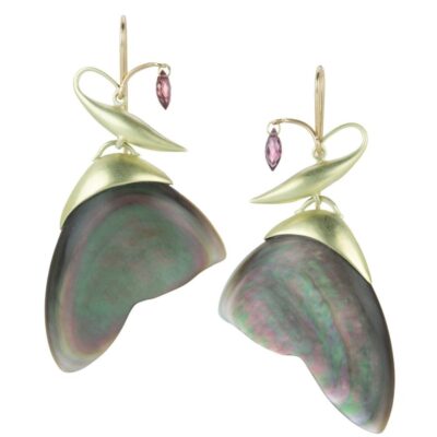 Earrings Gabriella Kiss  | Black Mother Of Pearl Moth Earrings