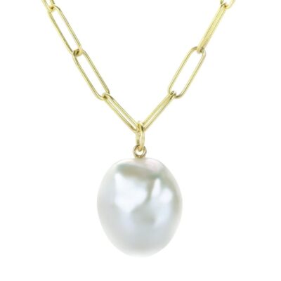 Necklaces Maria Beaulieu  | Satin White Pearl Pendant (Pendant Only)