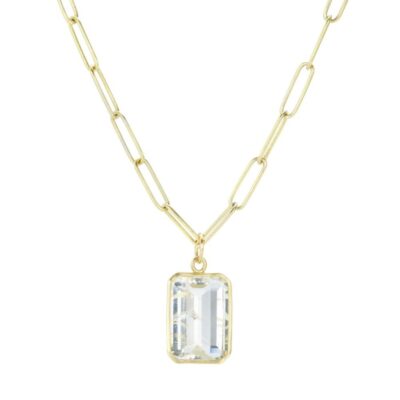 Necklaces Maria Beaulieu  | Emerald Cut Rutilated Topaz Pendant (Pendant Only)