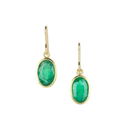 Earrings Maria Beaulieu  | Oval Faceted Emerald Drop Earrings