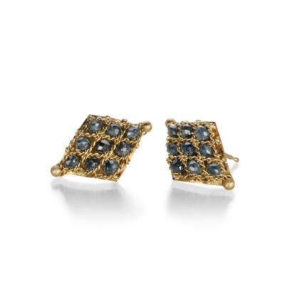 Earrings Amali  | Blue Diamond Textile Studs