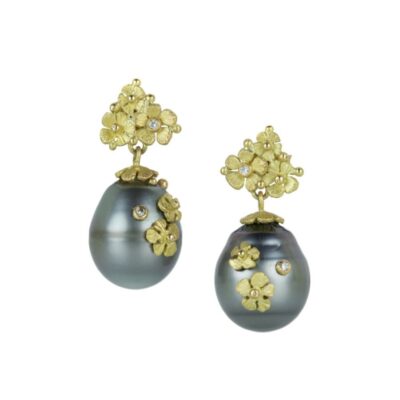 Earrings Lene Vibe  | Floral Tahitian Pearl Drop Earrings