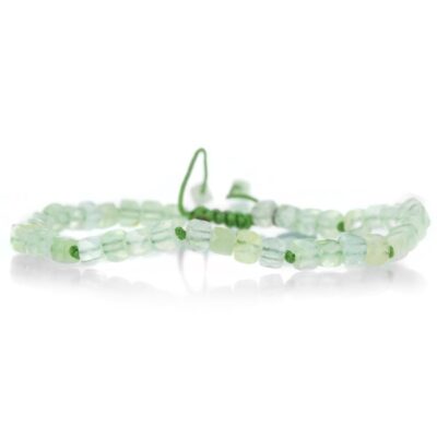 Bracelets Joseph Brooks  | 4Mm Prehnite Cube Macrame Bracelet