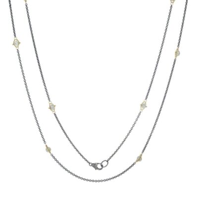 Necklaces Amali  | Silver Diamond Textile Station Necklace