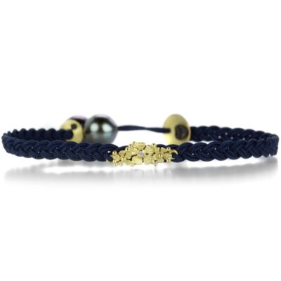 Bracelets Lene Vibe  | Braided Navy Floral Bracelet