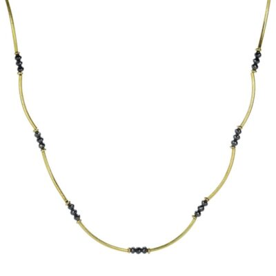 Necklaces Barbara Heinrich  | Curved Tube Necklace With Black Diamonds