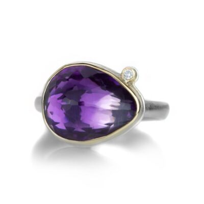 Rings Jamie Joseph  | Teardrop Shaped Amethyst Ring With Diamond