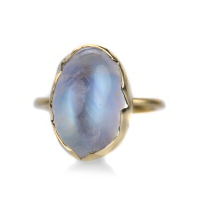 Rings Annette Ferdinandsen  | Rainbow Moonstone Cabochon Egg Ring