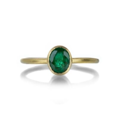 Rings Margaret Solow  | Oval Bezel Set Emerald Ring