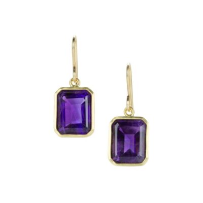 Earrings Maria Beaulieu  | Emerald Cut Amethyst Drop Earrings