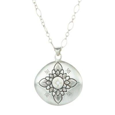 Necklaces Adel Chefridi  | Diamond Lotus Pendant Necklace