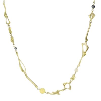 Necklaces Gabriella Kiss  | Opal And Black Diamond Mouse Bone Necklace