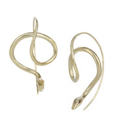 Earrings Annette Ferdinandsen  | 14K Yellow Gold Serpent Earrings With Ruby