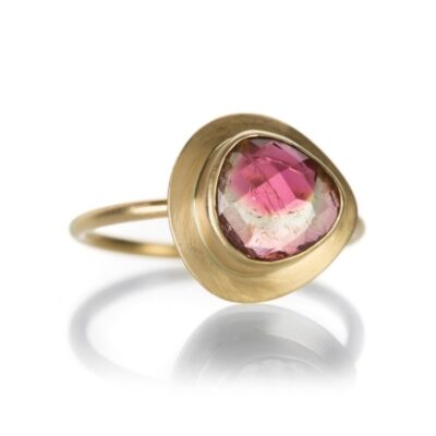 Rings Margaret Solow  | Rose Cut Watermelon Tourmaline Bezel Ring