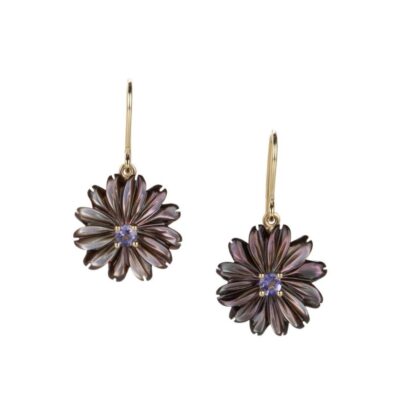 Earrings Nicole Landaw  | Iolite And Mother Of Pearl Flower Earrings