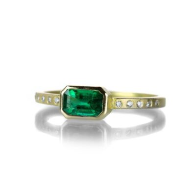 Rings Barbara Heinrich  | Emerald Cut Emerald Ring With Diamonds