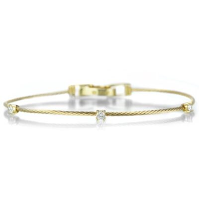 Bracelets Paul Morelli  | Yellow Gold Unity Bracelet With Three Diamonds