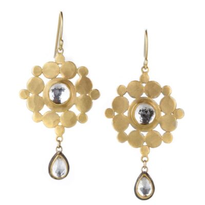 Earrings Ananda Khalsa  | Mandala Drop Earrings With White Topaz