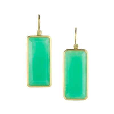 Earrings Lola Brooks  | Emerald Cut Chrysoprase Drop Earrings