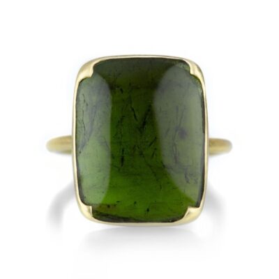 Rings Gabriella Kiss  | Flat Cushion Cut Green Tourmaline Ring