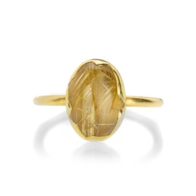 Rings Annette Ferdinandsen  | Golden Rutilated Quartz Egg Stacker Ring