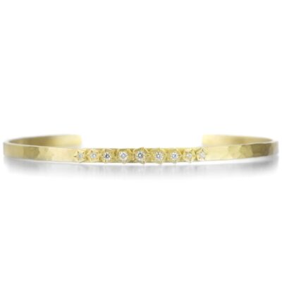 Bracelets Annie Fensterstock  | 18K Thin Rock Cuff With Diamonds