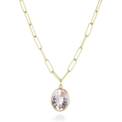 Necklaces Maria Beaulieu  | Oval Morganite Pendant (Pendant Only)