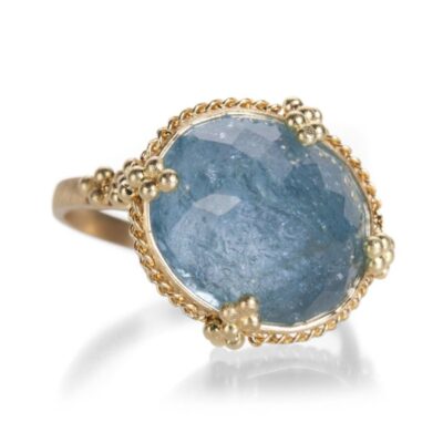 Rings Amali  | Aquamarine Ring With Granulation