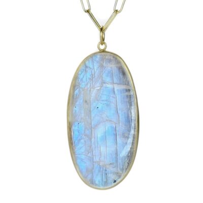 Necklaces Maria Beaulieu  | Large Oval Moonstone Pendant (Pendant Only)