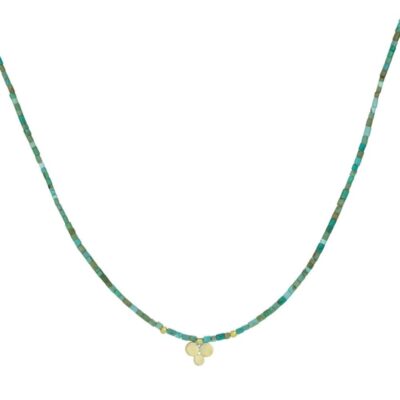 Necklaces Ananda Khalsa  | Green Turquoise Necklace With Trio Charm