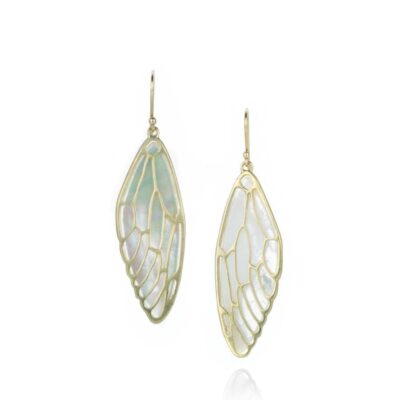 Earrings Annette Ferdinandsen  | White Mother Of Pearl Cicada Wing Earrings