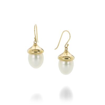 Earrings Annette Ferdinandsen  | White Pearl Acorn Earrings