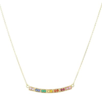 Necklaces Annie Fensterstock  | Rainbow Sapphire Bar Necklace