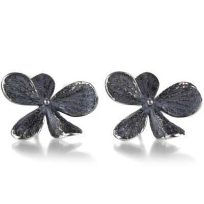 Earrings John Iversen  | Large Oxidized Sterling Silver Hydrangea Studs