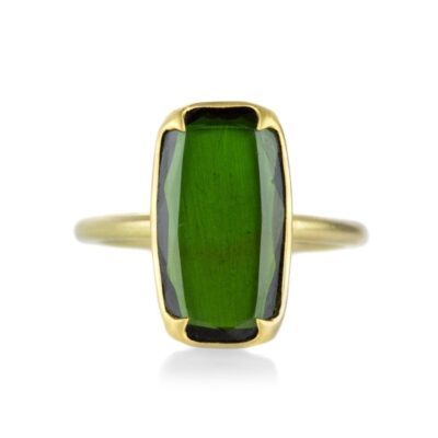 Rings Gabriella Kiss  | 18K Cushion Cut Green Tourmaline Ring