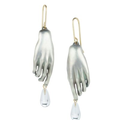 Earrings Gabriella Kiss  | Silver Hand Earrings With Crystal Drops