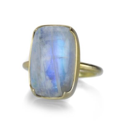 Rings Gabriella Kiss  | Cushion Shaped Rainbow Moonstone Ring